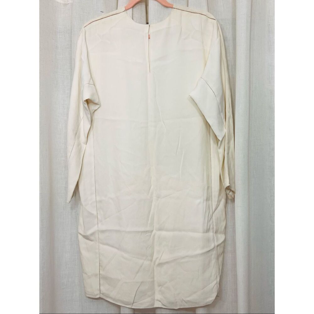 T Alexander Wang Women's Long Sleeve Stretch Lined Shift Dress Ivory Size Medium - Picture 2 of 8